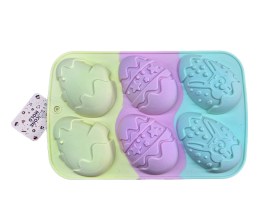 Molde silicona tricolor 6 huevos decorados 